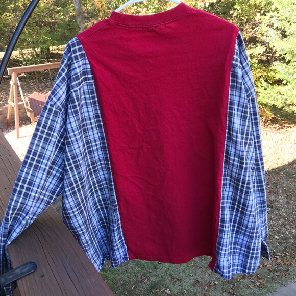 Reworked Flannel Shirt, Size XL-2XL: Upcycled Oversized Table Rock Lake Graphic - Picture 7 of 9